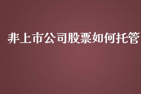 非上市公司股票如何托管_https://m.ycdhulan.com_财经要闻_第1张