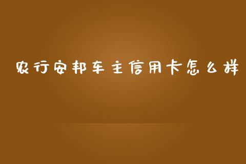 农行安邦车主信用卡怎么样_https://m.ycdhulan.com_财经要闻_第1张