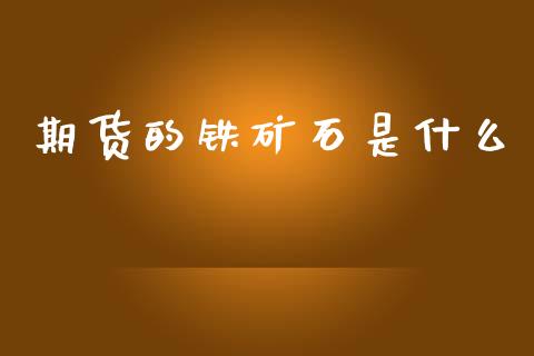 期货的铁矿石是什么_https://m.ycdhulan.com_理财产品_第1张