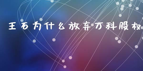 王石为什么放弃万科股权_https://m.ycdhulan.com_证券新闻_第1张