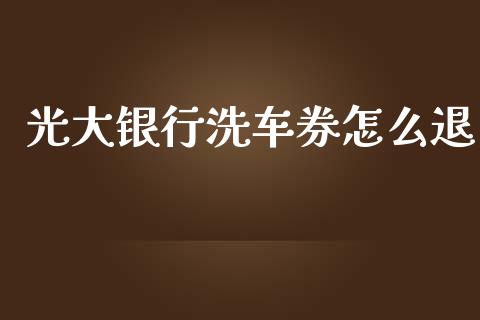 光大银行洗车券怎么退_https://m.ycdhulan.com_证券新闻_第1张