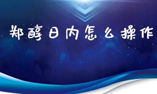 郑醇日内怎么操作_https://m.ycdhulan.com_期货交易_第1张