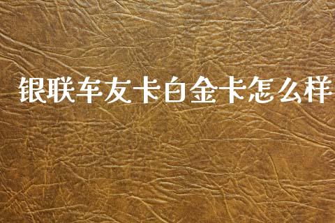 银联车友卡白金卡怎么样_https://m.ycdhulan.com_财经要闻_第1张