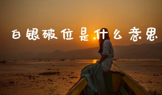 白银破位是什么意思_https://m.ycdhulan.com_国际金融_第1张