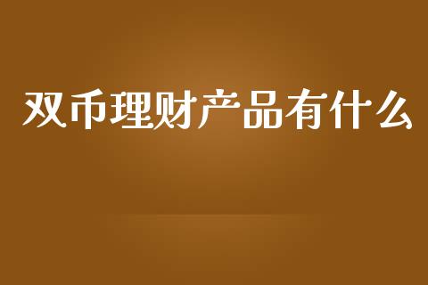双币理财产品有什么_https://m.ycdhulan.com_期货交易_第1张