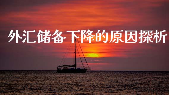 外汇储备下降的原因探析_https://m.ycdhulan.com_财经要闻_第1张