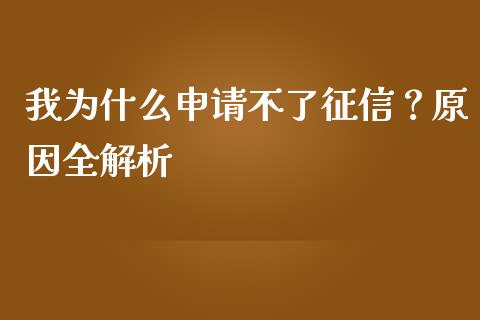 我为什么申请不了征信?原因全解析_财经要闻_第1张_财经要闻_股市在线_理财产品_国际金融 我为什么申请不了征信?原因全解析_https://m.ycdhulan.com_财经要闻_第1张