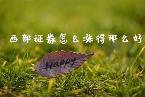 西部证券怎么涨得那么好_https://m.ycdhulan.com_证券新闻_第1张