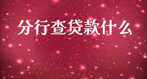 分行查贷款什么_https://m.ycdhulan.com_国际金融_第1张