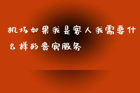 机场如果我是客人我需要什么样的贵宾服务_https://m.ycdhulan.com_期货交易_第1张