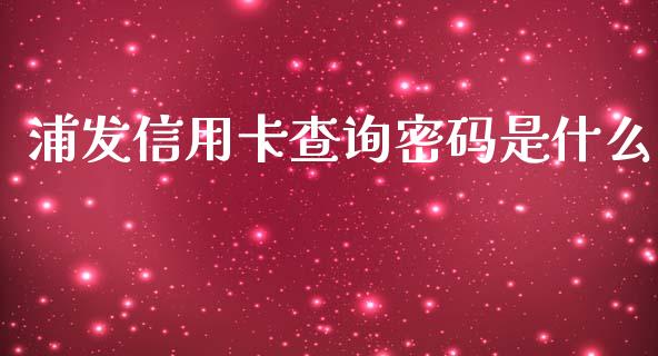 浦发信用卡查询密码是什么_https://m.ycdhulan.com_股市在线_第1张