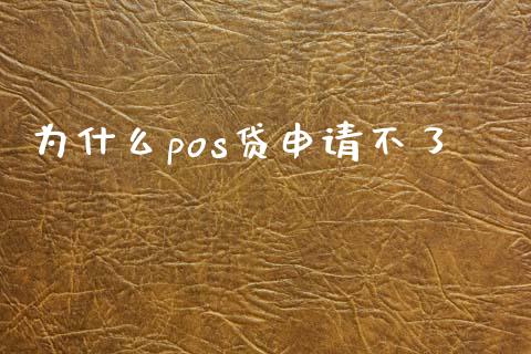 为什么pos贷申请不了_https://m.ycdhulan.com_理财产品_第1张