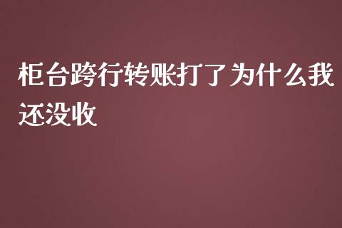 柜台跨行转账打了为什么我还没收_https://m.ycdhulan.com_股市在线_第1张