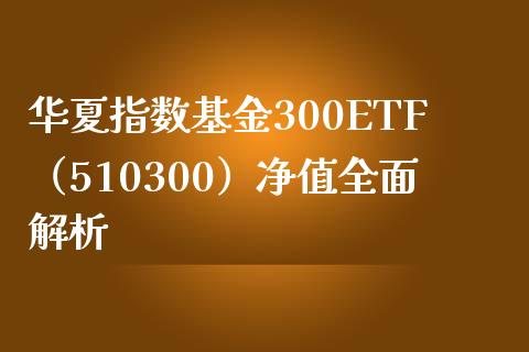 华夏指数基金300ETF（510300）净值全面解析_https://m.ycdhulan.com_财经要闻_第1张