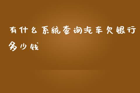 有什么系统查询汽车欠银行多少钱_https://m.ycdhulan.com_财经要闻_第1张