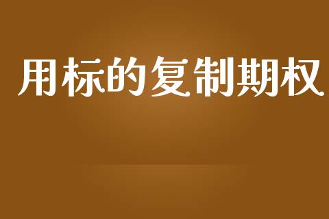 用标的复制期权_https://m.ycdhulan.com_理财产品_第1张