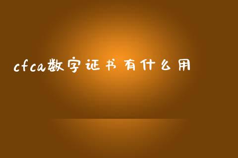 cfca数字证书有什么用_https://m.ycdhulan.com_期货交易_第1张