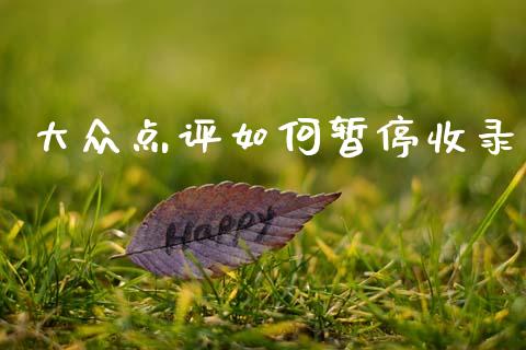 大众点评如何暂停收录_https://m.ycdhulan.com_理财产品_第1张