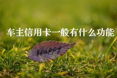 车主信用卡一般有什么功能_https://m.ycdhulan.com_股市在线_第1张