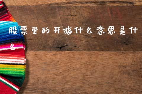 股票里的开指什么意思是什么_https://m.ycdhulan.com_理财产品_第1张