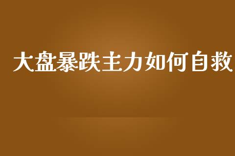 大盘暴跌主力如何自救_https://m.ycdhulan.com_期货交易_第1张